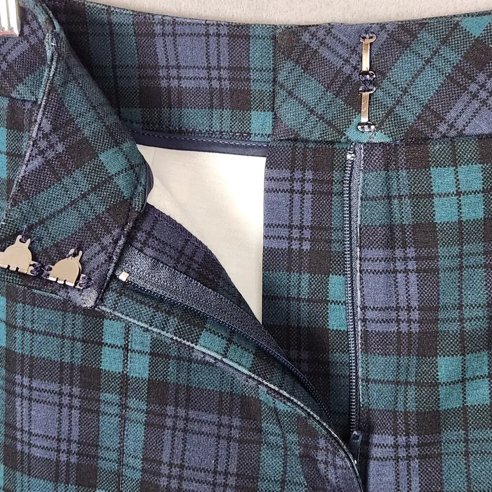 J MCLAUGHLIN Pants Womens Size 0 Green Plaid Straight Leg Measure 28X28